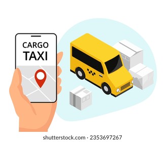 Cargo taxi mobile app. Delivery service banner