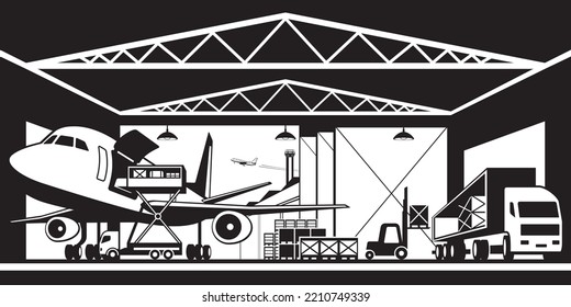 Cargo terminal building at airport - vector illustration