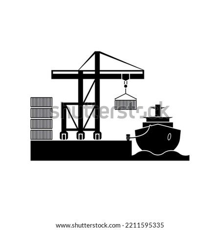 Cargo Terminals Icon. Port. Shipping, Domestic and Overseas Cargo Symbol. Applied for Design Element, Presentation, Website or Apps.
