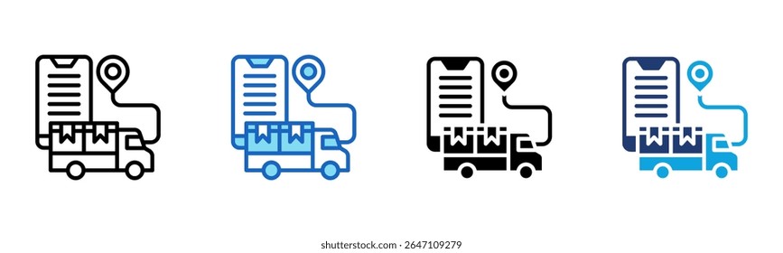 Ícone de rastreamento de carga Ilustração de vetor de vários estilos