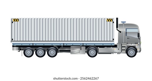 Cargo trailer container truck logistic delivery service vector illustration