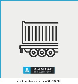 cargo trailer icon. simple outline cargo trailer vector icon. on white background.