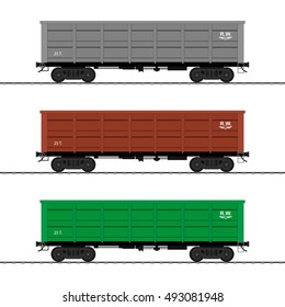 Cargo train cars. Railway carriage. vector