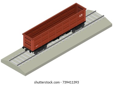 Cargo train cars. Railway carriage. 3D