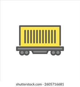 cargo train filled outline icon. cargo train color line illustration.
