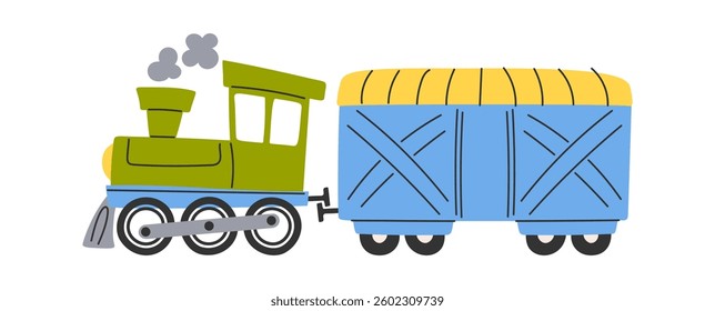 Cargo train hand drawn doodle