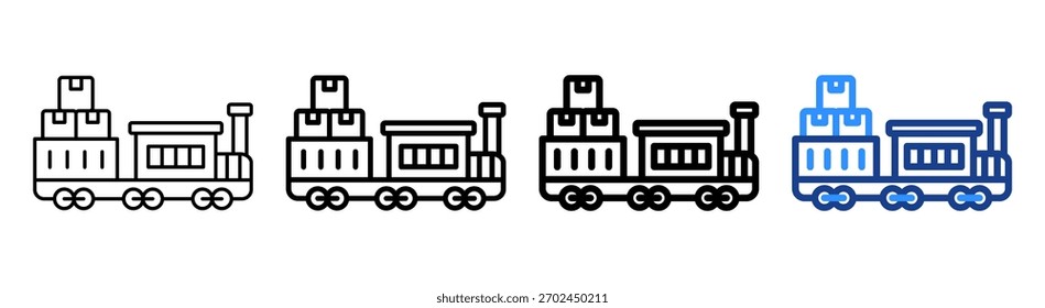Conjunto de Colección de contorno diferente de icono de tren de carga