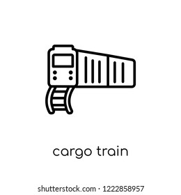 cargo train icon. Trendy modern flat linear vector cargo train icon on white background from thin line Delivery and logistic collection, outline vector illustration
