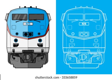 Cargo Train Illustration Front View