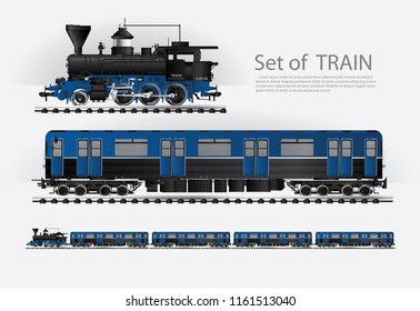 Cargo train on a rail road Vector illustration