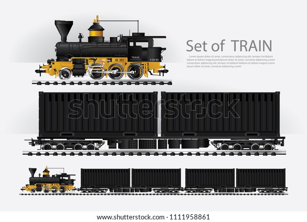 Cargo train on a\
rail road Vector\
illustration