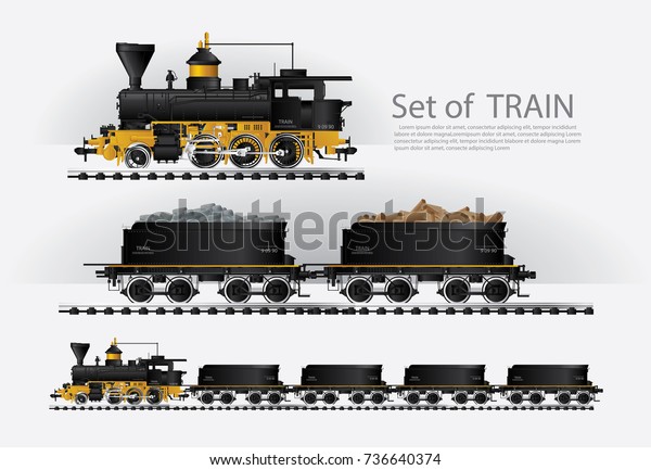 Cargo train on a\
rail road Vector\
illustration