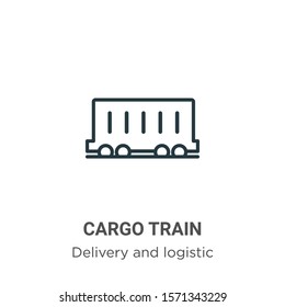 Cargo train outline vector icon. Thin line black cargo train icon, flat vector simple element illustration from editable delivery and logistic concept isolated on white background