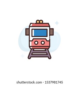 Cargo Train vector illustration. Outline filled Shipping and Delivery icons.