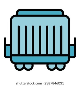 Cargo train wagon icon outline vector. Track gate. Danger safety color flat