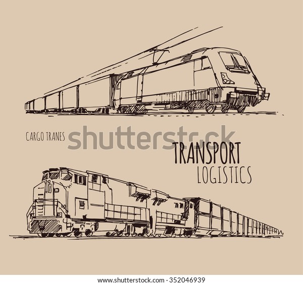 Cargo Trains Stock Vector (Royalty Free) 352046939