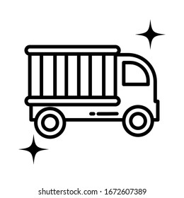cargo transport truck , line style icon vector illustration design