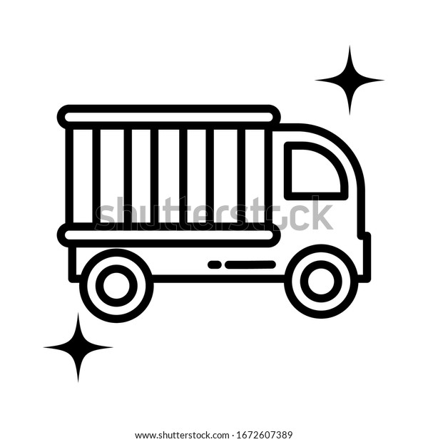 cargo transport truck , line style icon vector\
illustration design
