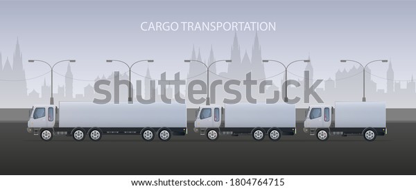 Cargo transportation banner. Big white truck. The\
concept of transportation, delivery and logistics of goods.\
Vector.
