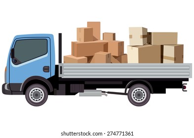Cargo transportation by car on a white background