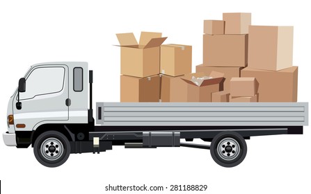 Cargo transportation by car on a white background
