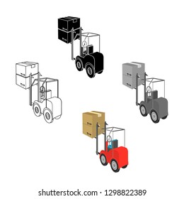 Cargo transportation by means of a loader. Transportation and delivery single icon in cartoon style isometric vector symbol stock illustration web.