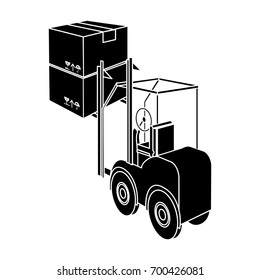 Cargo transportation by means of a loader. Transportation and delivery single icon in black style isometric vector symbol stock illustration web.