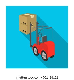 Cargo transportation by means of a loader. Transportation and delivery single icon in flat style isometric vector symbol stock illustration web.