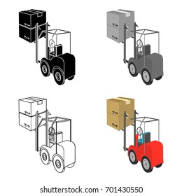 Cargo transportation by means of a loader. Transportation and delivery single icon in cartoon style isometric vector symbol stock illustration web.