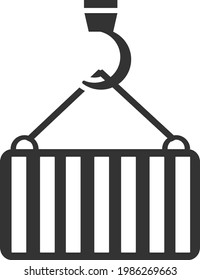Icono de transporte de carga en el gancho. Servicio de entrega. La imagen está destinada a aplicaciones y sitios web. Ilustración vectorial aislada en un fondo blanco.