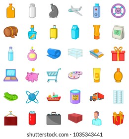 Cargo transportation icons set. Cartoon set of 36 cargo transportation vector icons for web isolated on white background