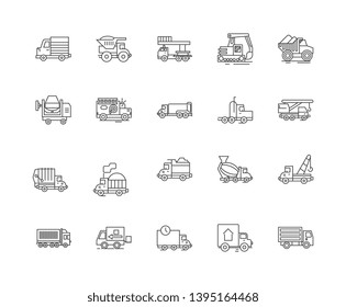 Cargo transportation line icons, signs, vector set, outline illustration concept 