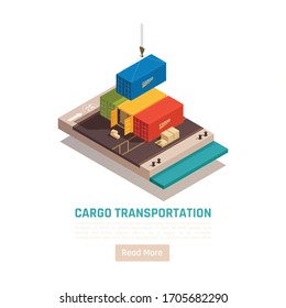 Cargo transportation logistic delivery isometric composition vector illustration