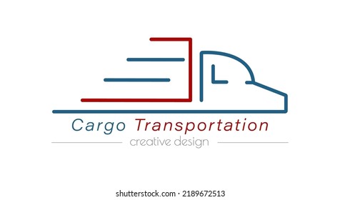 Transporte de carga. Plantilla para un logotipo, etiqueta adhesiva, logotipo o marca. Ilustración para sitios web, aplicaciones e ideas creativas. Estilo plano