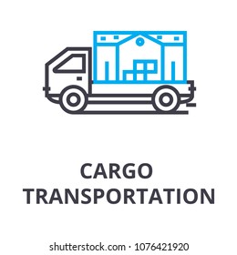 cargo transportation thin line icon, sign, symbol, illustation, linear concept, vector 