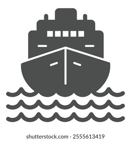 Cargo transportation vessel solid icon, marine port concept. Vector graphics. Water shipping, sea delivery sign on white background, glyph style icon for mobile or web design