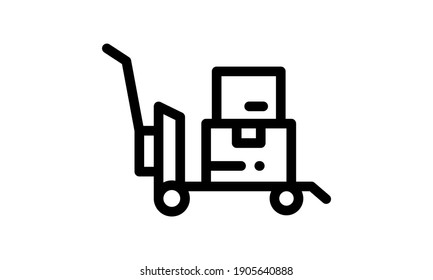 Icono del carro de carga en estilo plano. Ilustración vectorial de caja de entrega sobre fondo aislado blanco. Concepto de negocio de envío de cajas