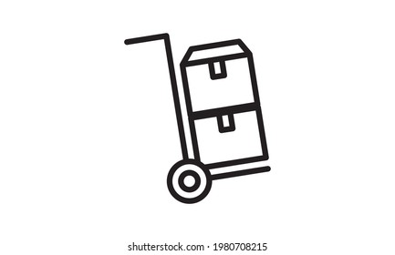 Kargo Trolleysymbol im flachen Stil. Lieferbox, Vektorgrafik auf weißem, isoliertem Hintergrund. Box Versandgeschäft Konzept.