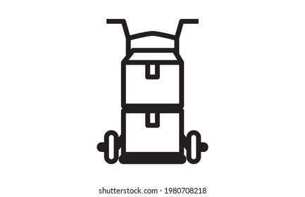 Cargo trolley icon in flat style. Delivery box vector illustration on white isolated background. Box shipping business concept.