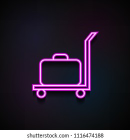 cargo trolley with a suitcase icon. Element of Minimalistic  icons for mobile concept and web apps. Neon cargo trolley with a suitcase icon can be used for web and mobile on dark gradient background