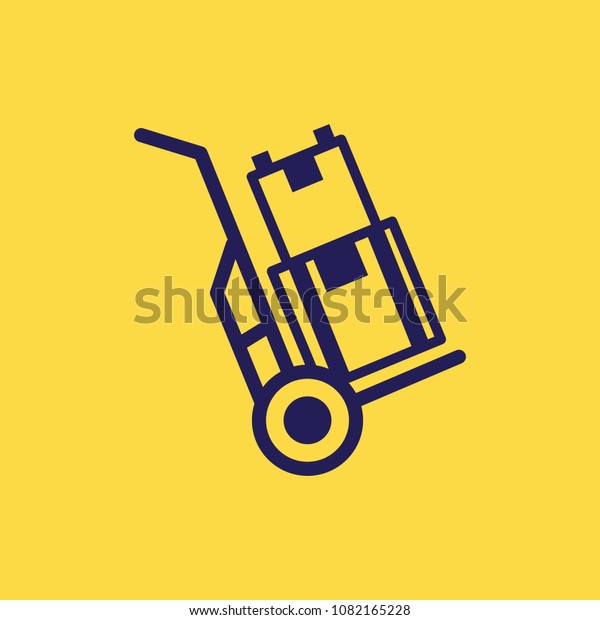 Cargo trolley, transportation, postal package,\
shipping box on vector\
icon