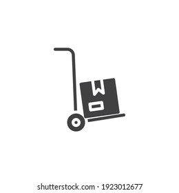 Cargo trolley vector icon. filled flat sign for mobile concept and web design. Package delivery service glyph icon. Symbol, logo illustration. Vector graphics
