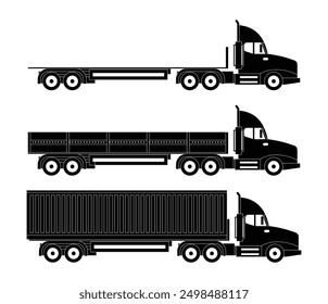 cargo truck black isolated background