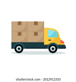 Cargo truck with boxes isolated on white background. Vector illustration