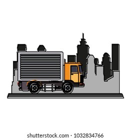 Cargo truck in the city
