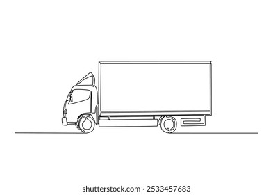 Cargo truck continuous one line drawing. Single line art illustration of Cargo expedition truck. Editable vector.