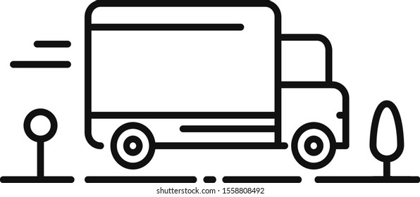 Cargo Truck Delivery Road Highway Icon Vector Outline Concept or Sign