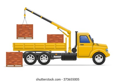 Cargo Truck Delivery And Transportation Of Construction Materials Concept Vector Illustration Isolated On White Background