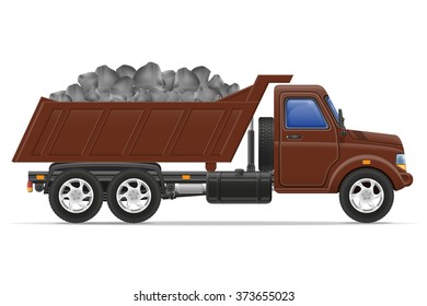 Cargo Truck Delivery And Transportation Of Construction Materials Concept Vector Illustration Isolated On White Background