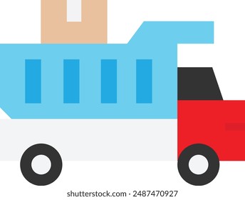 Cargo Truck Delivery Vehicle Icon Vector FLat Illustration